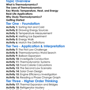 Thermodynamics Basics Worksheet Activity Booklet