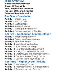 Thermodynamics Introduction Worksheet Activity Booklet