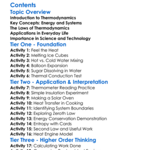 Thermodynamics Laws And Principles Worksheet Activity Booklet