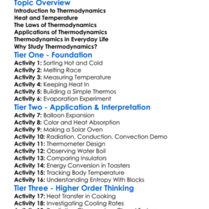 Thermodynamics Worksheet Activity Booklet