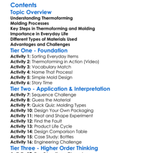 Thermoforming And Molding Processes Worksheet Activity Booklet