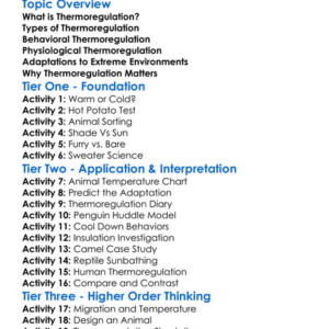 Thermoregulation In Animals Worksheet Activity Booklet