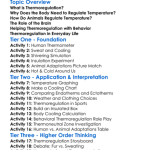 Thermoregulation Worksheet Activity Booklet