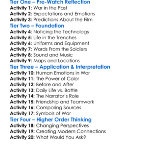 They Shall Not Grow Old 2018 Worksheet Activity Booklet