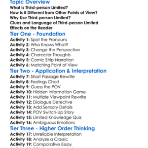 Third-Person Limited Worksheet Activity Booklet