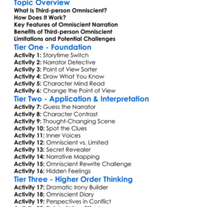 Third-Person Omniscient Worksheet Activity Booklet