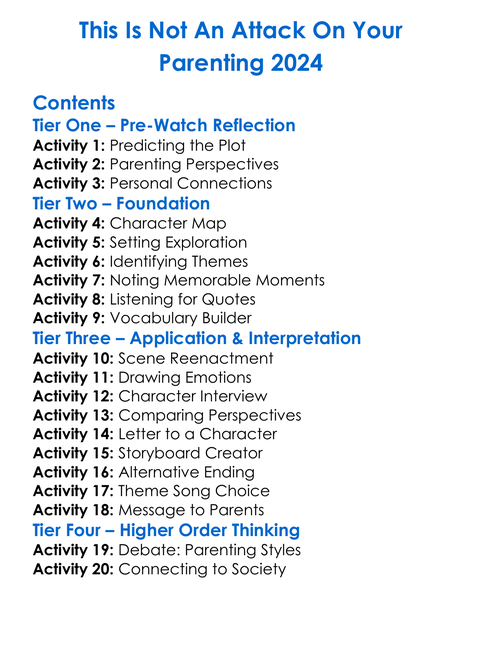 This Is Not An Attack On Your Parenting 2024 Worksheet Activity Booklet