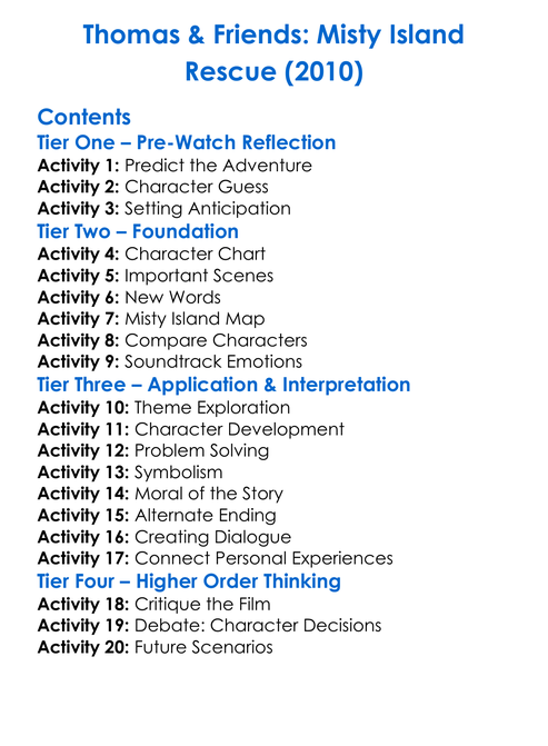 Thomas Friends Misty Island Rescue 2010 Worksheet Activity Booklet