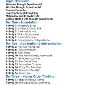 Thought Experiments In Philosophy Worksheet Activity Booklet