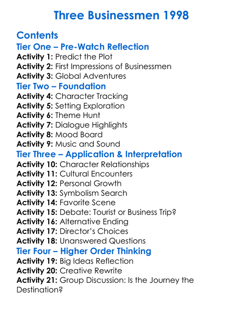 Three Businessmen 1998 Worksheet Activity Booklet