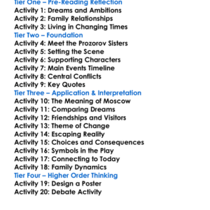 Three Sisters Anton Chekhov Worksheet Activity Booklet