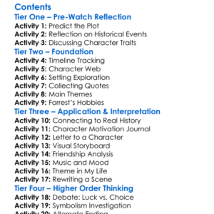 Through The Eyes Of Forrest Gump 1994 Worksheet Activity Booklet