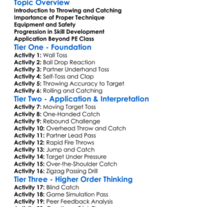 Throwing And Catching Skills Worksheet Activity Booklet