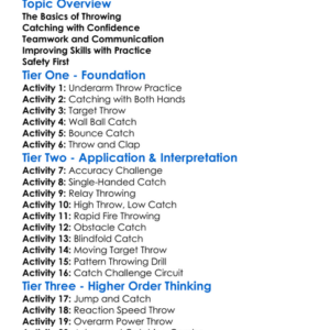 Throwing And Catching Worksheet Activity Booklet