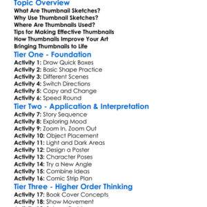 Thumbnail Sketches Worksheet Activity Booklet