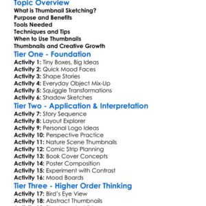 Thumbnail Sketching Worksheet Activity Booklet