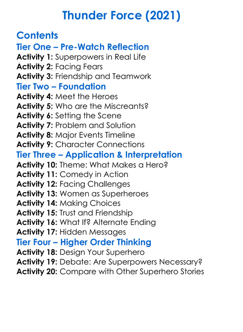 Thunder Force 2021 Worksheet Activity Booklet