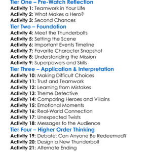Thunderbolts 2025 Worksheet Activity Booklet