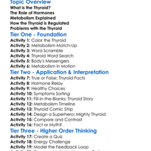 Thyroid And Metabolism Regulation Worksheet Activity Booklet