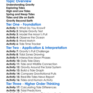Tides And Gravity Worksheet Activity Booklet