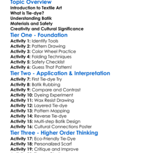 Tie-Dye And Batik Methods Worksheet Activity Booklet