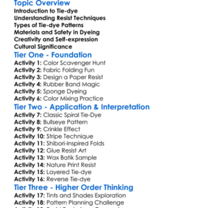 Tie-Dye And Resist Techniques Worksheet Activity Booklet