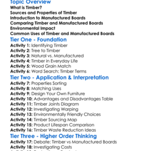 Timber And Manufactured Boards Worksheet Activity Booklet