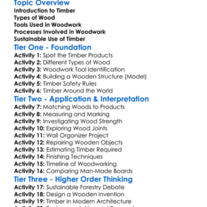 Timber And Woodwork Worksheet Activity Booklet