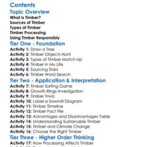 Timber Sources Types And Processing Worksheet Activity Booklet