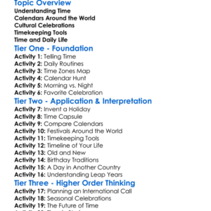 Time And Culture Worksheet Activity Booklet