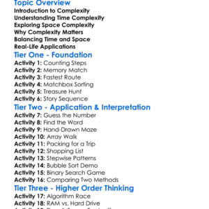 Time And Space Complexity Worksheet Activity Booklet