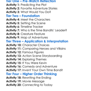 Time Bandits 1981 Worksheet Activity Booklet