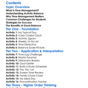 Time Management And Activity Balance Worksheet Activity Booklet