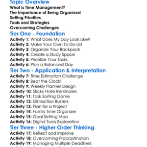 Time Management And Organization Worksheet Activity Booklet