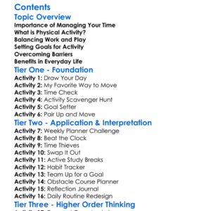 Time Management And Physical Activity Worksheet Activity Booklet
