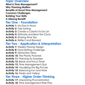 Time Management And Planning Worksheet Activity Booklet