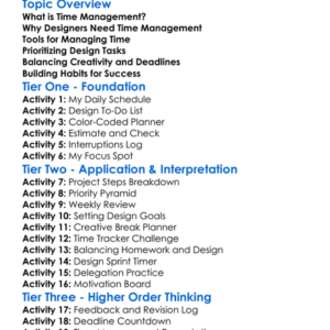 Time Management For Designers Worksheet Activity Booklet