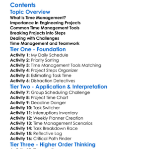 Time Management For Engineering Projects Worksheet Activity Booklet