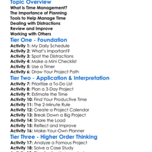 Time Management For Projects Worksheet Activity Booklet