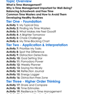 Time Management For Well-Being Worksheet Activity Booklet