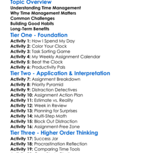 Time Management In Assignments Worksheet Activity Booklet