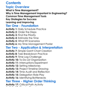 Time Management In Engineering Projects Worksheet Activity Booklet
