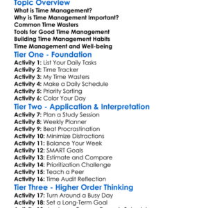 Time Management Worksheet Activity Booklet