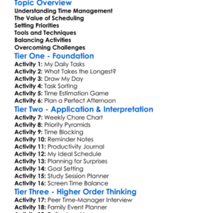Time Planning And Scheduling Worksheet Activity Booklet