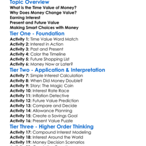 Time Value Of Money Basics Worksheet Activity Booklet