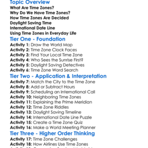 Time Zones Worksheet Activity Booklet