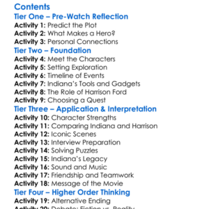 Timeless Heroes Indiana Jones  Harrison Ford 2023 Worksheet Activity Booklet