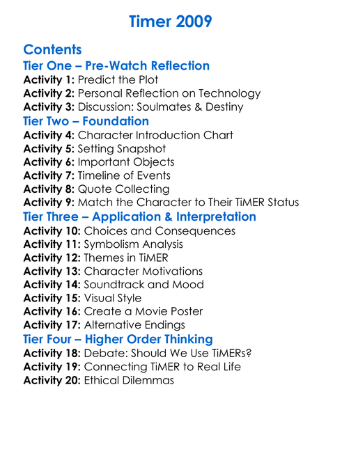 Timer 2009 Worksheet Activity Booklet