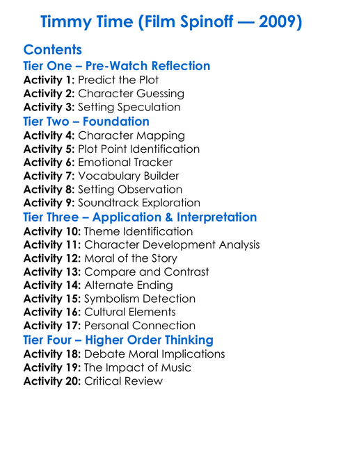 Timmy Time Film Spinoff 2009 Worksheet Activity Booklet