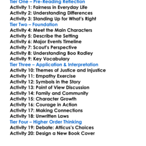 To Kill A Mockingbird Harper Lee Worksheet Activity Booklet